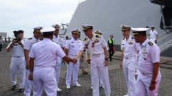Pererat Hubungan Bilateral Lantamal III Jakarta Sambut Kedatangan Kapal Perang Jepang JS Yahagi Di Dermaga Tanjung Priok Jakarta Utara 