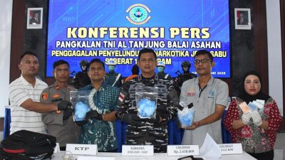 Pangkalan TNI Angkatan Laut Tanjung Balai Asahan Berhasil Mengamankan 1 Unit Sampan Kaluk Pengangkut 1.506 Gram Narkotika Jenis Sabu