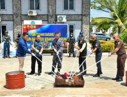 Lantamal XII Mengikuti Kegiatan Video Conference Pemusnahan Barang Bukti Secara Serentak