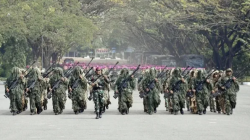 Para Prajurit Pasmar 2 Mengikuti Apel Gelar Kesiapan Di Surabaya,Untuk Menjelang Pemberangkatan Ke Pusat Pendidikan Dan Latihan Pasukan Khusus Di Batujajar, Bandung